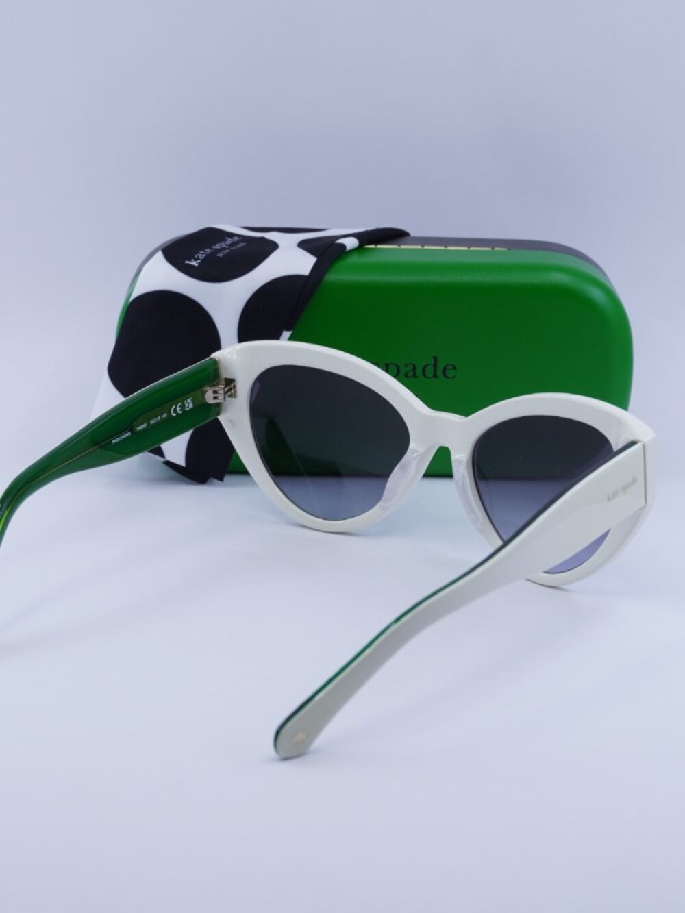 Kate Spade PAISLEIGH/S 0VK6 9O Cat Eye Sunglasses - White/Green\Dark Grey - Picture 4 of 10